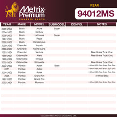 Metrix Premium Rear Disc Brake Pad Set 94012MS OEM fit spare parts