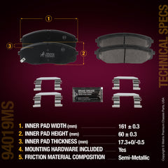 Metrix Premium Chassis Parts Front Disc Brake Pad Set 94019MS aftermarket car parts