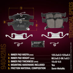 Metrix Premium Chassis Parts Rear Disc Brake Pad Set 94042MS aftermarket car parts