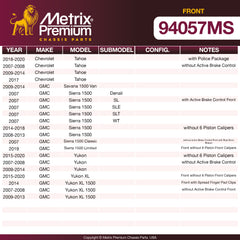 Metrix Premium Front Disc Brake Pad Set 94057MS aftermarket car parts