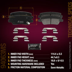 Metrix Premium Chassis Parts Rear Disc Brake Pad Set 94063MS aftermarket car parts