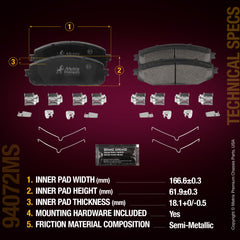 Metrix Premium Front Disc Brake Pad Set 94072MS aftermarket car parts
