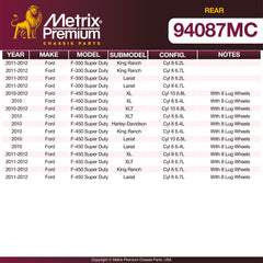 Metrix Premium Rear Disc Brake Pad Set 94087MC suspension steering brake parts