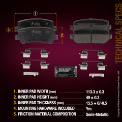 Metrix Premium Rear Disc Brake Pad Set 94095MS aftermarket car parts