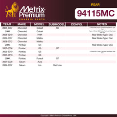 Metrix Premium Rear Disc Brake Pad Set 94115MC OEM fit spare parts