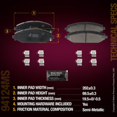 Metrix Premium Front Disc Brake Pad Set 94124MS aftermarket car parts
