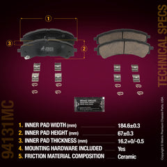 Metrix Premium Chassis Parts Front Disc Brake Pad Set 94131MC OEM fit auto parts