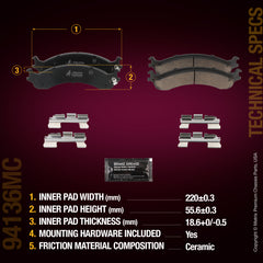 Metrix Premium Front Disc Brake Pad Set 94136MC aftermarket car parts