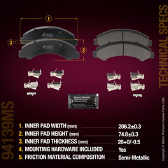 Metrix Premium Front Disc Brake Pad Set 94139MS aftermarket car parts