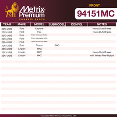 Metrix Premium Front Disc Brake Pad Set 94151MC OEM fit spare parts