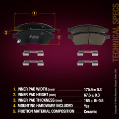 Metrix Premium Chassis Parts Front Disc Brake Pad Set 94153MC OEM fit auto parts