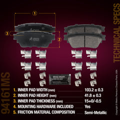 Metrix Premium Chassis Parts Rear Disc Brake Pad Set 94161MS aftermarket car parts