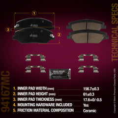 Metrix Premium Chassis Parts Front Disc Brake Pad Set 94167MC OEM fit auto parts