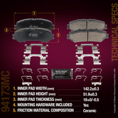 Metrix Premium Chassis Parts Rear Disc Brake Pad Set 94173MC OEM fit auto parts