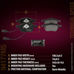 Metrix Premium Chassis Parts Front Disc Brake Pad Set 94177MS aftermarket car parts
