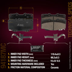 Metrix Premium Front Disc Brake Pad Set 94187MC aftermarket car parts