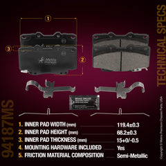 Metrix Premium Front Disc Brake Pad Set 94187MS aftermarket car parts