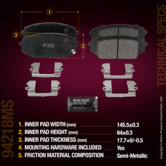 Metrix Premium Chassis Parts Front Disc Brake Pad Set 94218MS aftermarket car parts