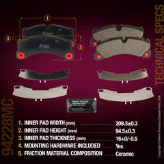 Metrix Premium Chassis Parts Front Disc Brake Pad Set 94228MC aftermarket car parts