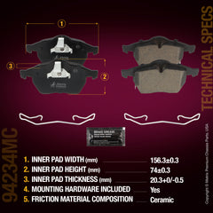 Metrix Premium Chassis Parts Front Disc Brake Pad Set 94234MC aftermarket car parts