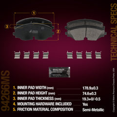 Metrix Premium Chassis Parts Front Disc Brake Pad Set 94266MS aftermarket car parts
