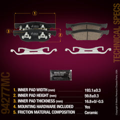 Metrix Premium Chassis Parts Front Disc Brake Pad Set 94277MC aftermarket car parts