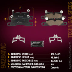 Metrix Premium Chassis Parts Rear Disc Brake Pad Set 94284MC aftermarket car parts