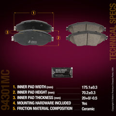 Metrix Premium Front Disc Brake Pad Set 94301MC aftermarket car parts