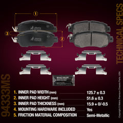 Metrix Premium Chassis Parts Front Disc Brake Pad Set 94333MS aftermarket car parts
