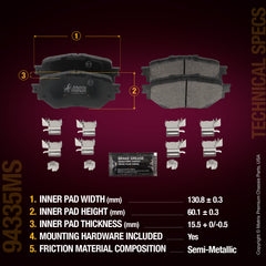 Metrix Premium Chassis Parts Front Disc Brake Pad Set 94335MS aftermarket car parts