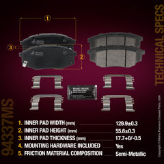 Metrix Premium Chassis Parts Front Disc Brake Pad Set 94337MS aftermarket car parts