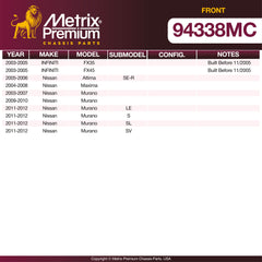 Metrix Premium Front Disc Brake Pad Set 94338MC OEM fit spare parts