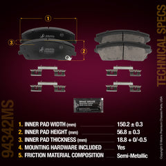 Metrix Premium Chassis Parts Front Disc Brake Pad Set 94342MS aftermarket car parts