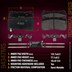 Metrix Premium Chassis Parts Front and Rear Disc Brake Pad Set 94347MS aftermarket car parts