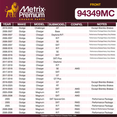 Metrix Premium Front Disc Brake Pad Set 94349MC aftermarket car parts