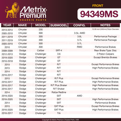 Metrix Premium Front Disc Brake Pad Set 94349MS OEM fit spare parts