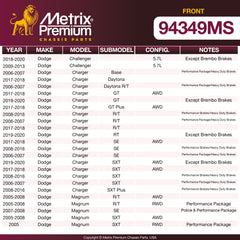 Metrix Premium Front Disc Brake Pad Set 94349MS aftermarket car parts