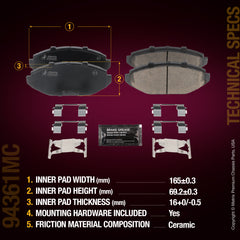 Metrix Premium Front Disc Brake Pad Set 94361MC aftermarket car parts