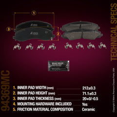 Metrix Premium Front Disc Brake Pad Set 94369MC aftermarket car parts
