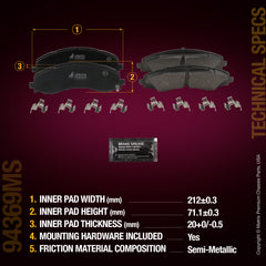 Metrix Premium Front Disc Brake Pad Set 94369MS aftermarket car parts