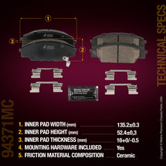 Metrix Premium Front Disc Brake Pad Set 94371MC aftermarket car parts