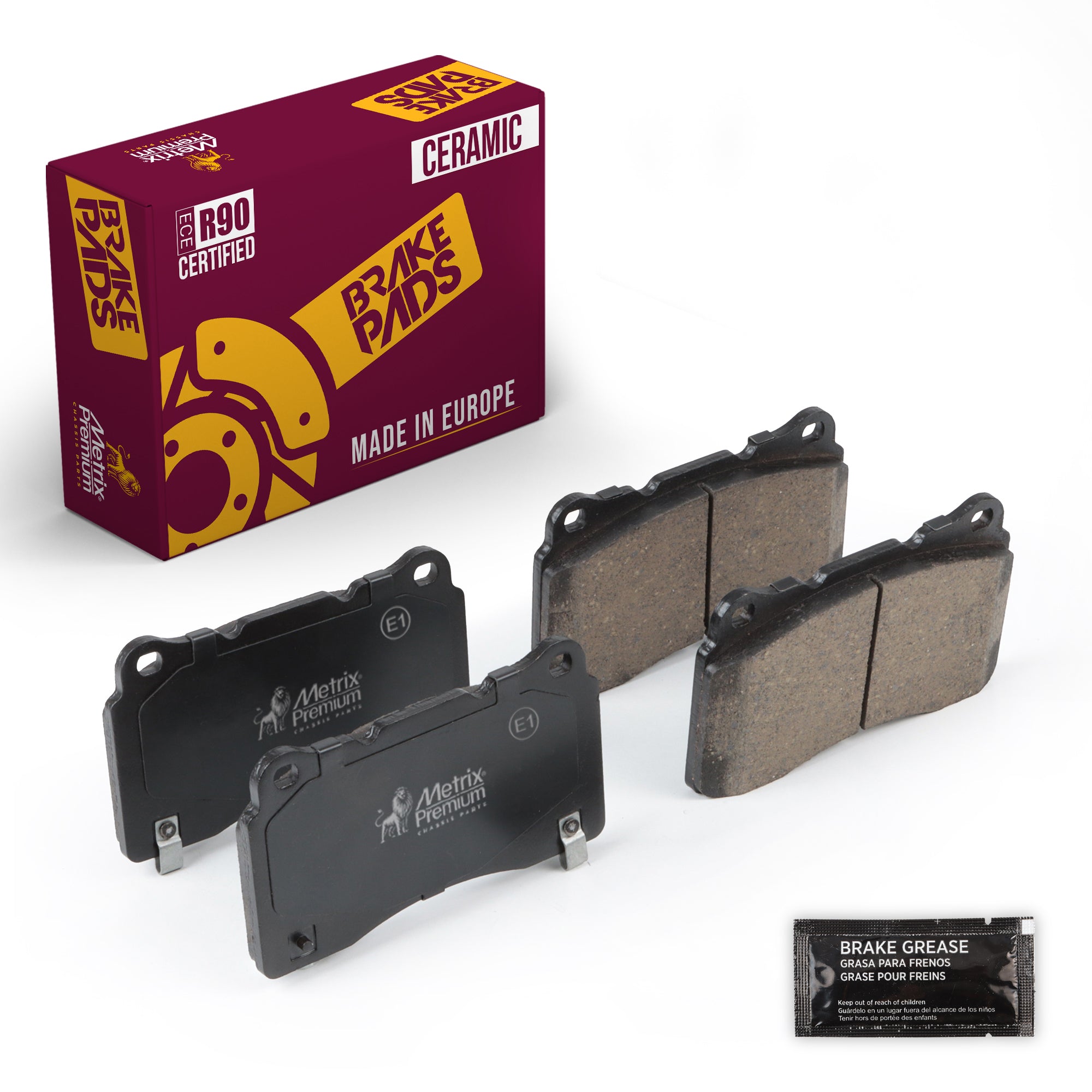 Metrix Premium Chassis Parts Front Disc Brake Pad Set 94395MC for BUICK, CADILLAC, CHEVROLET, FORD, MITSUBISHI, SUBARU, VOLVO, TESLA