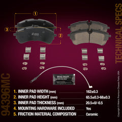 Metrix Premium Rear Disc Brake Pad Set 94396MC aftermarket car parts