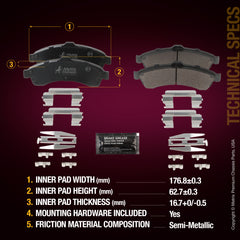 Metrix Premium Front Disc Brake Pad Set 94407MS aftermarket car parts