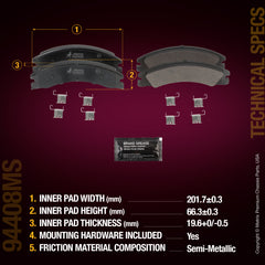 Metrix Premium Rear Disc Brake Pad Set 94408MS aftermarket car parts
