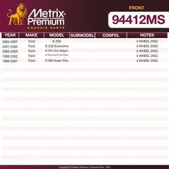 Metrix Premium Front Disc Brake Pad Set 94412MS OEM fit spare parts