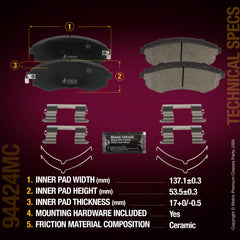 Metrix Premium Chassis Parts Front Disc Brake Pad Set 94424MC aftermarket car parts