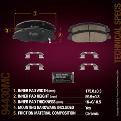 Metrix Premium Front Disc Brake Pad Set 94430MC aftermarket car parts