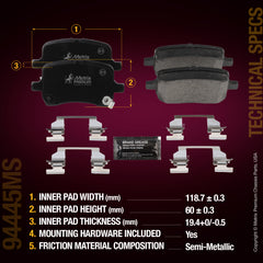 Metrix Premium Chassis Parts Front Disc Brake Pad Set 94445MS aftermarket car parts