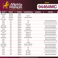 Metrix Premium Rear Disc Brake Pad Set 94464MC OEM fit spare parts